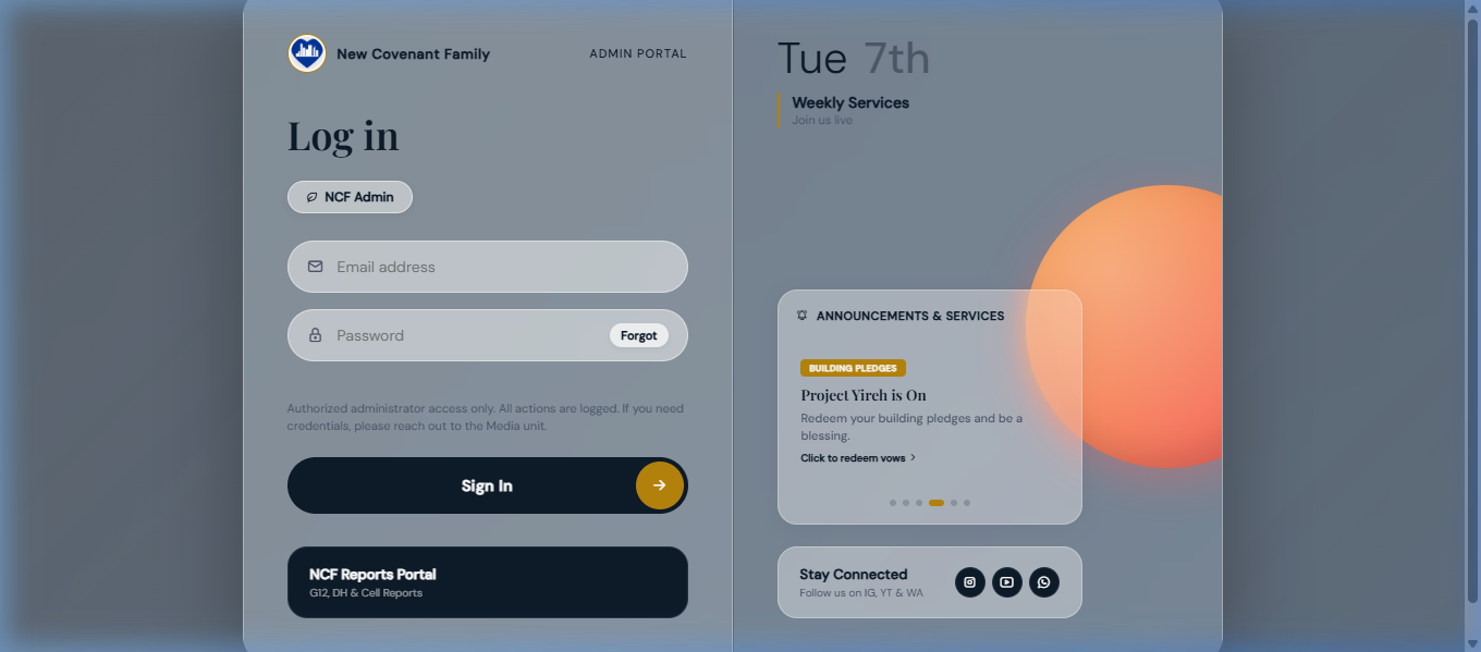 NCF Admin Portal Preview